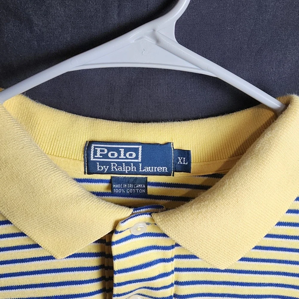 Ralph Lauren Polo Short Sleeve Blue And‎ Yellow Stripes Size XL